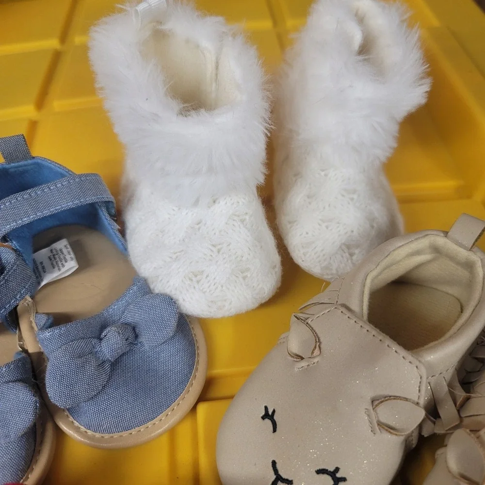 Baby Girl Shoe Lot 8 Pair Gold Red Blue White Black Mary Jane Moccasin Bootie